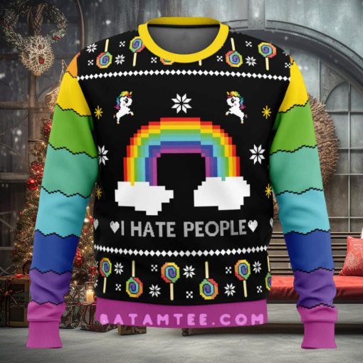 I Hate People Rainbow Ugly Christmas Sweater