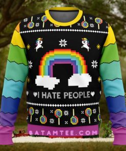 I Hate People Rainbow Ugly Christmas Sweater