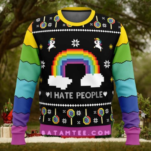 I Hate People Rainbow Ugly Christmas Sweater