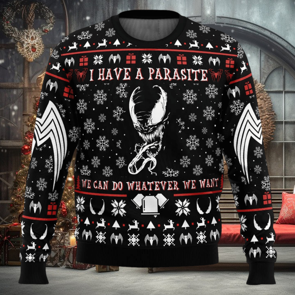 I Have a Parasite We Are Venom Venom Ugly Christmas Sweater I Have a Parasite We Are Venom Venom Ugly Christmas Sweater