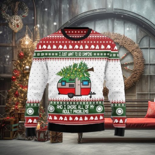 I Just Want To Go Camping Ugly Christmas Sweater