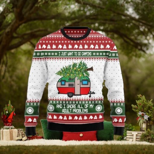 I Just Want To Go Camping Ugly Christmas Sweater