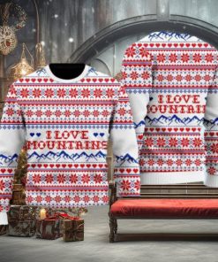 I Love Mountains Pattern Ugly Christmas Sweater Gift Knitting Sweater