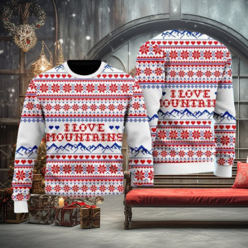 I Love Mountains Pattern Ugly Christmas Sweater Gift Knitting Sweater I Love Mountains Pattern Ugly Christmas Sweater Gift Knitting Sweater