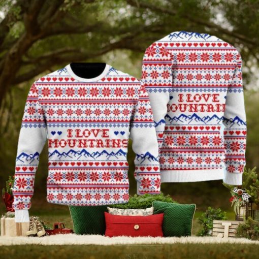 I Love Mountains Pattern Ugly Christmas Sweater Gift Knitting Sweater