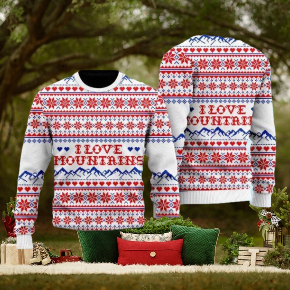 I Love Mountains Pattern Ugly Christmas Sweater Gift Knitting Sweater I Love Mountains Pattern Ugly Christmas Sweater Gift Knitting Sweater