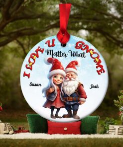 I Love You Gnome Matter What, Couple Gift, Personalized Ceramic Ornament