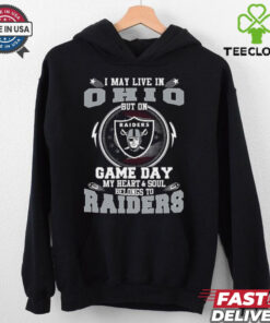 I May Live In Ohio But On Game Day My Heart & Soul Belongs To Oakland Raiders T Shirt