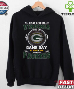 I May Live In Virginia But On Game Day My Heart & Soul Belongs To Green Bay Packers T Shirt