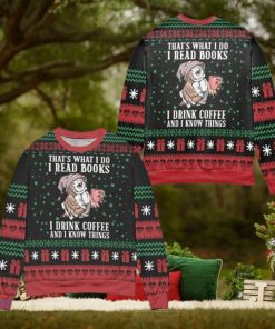 I Read Books And I Know Things Owl Snowflake Pattern Ugly Christmas Sweater – Black Red