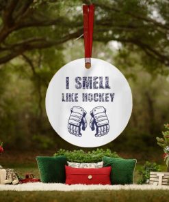 I Smell Like Hockey Round Metal Christmas Ornament