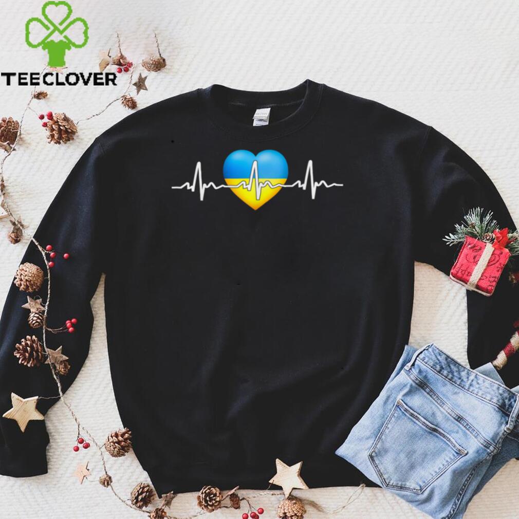 I Stand With Ukraine Heartbeat Ukrainian Flag with Heart T Shirt I Stand With Ukraine Heartbeat Ukrainian Flag with Heart T Shirt