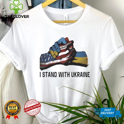I Stand With Ukraine USA Flag Hand And Ukraine Flag Hand Volodymyr Zelensky Shirt