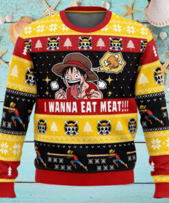 I Want To Eat Meat Luffy Ugly Christmas Sweater