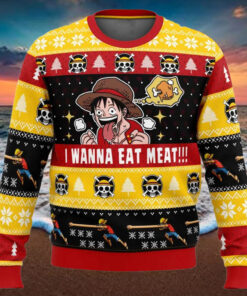 I Want To Eat Meat Luffy Ugly Christmas Sweater