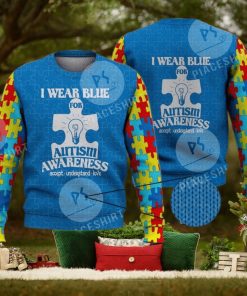 I Wear Blue For Autism Awareness 3D Full Print Ugly Sweater Christmas Gift Sweater