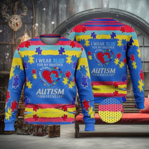I Wear Blue For My Brother 3D Full Print Ugly Sweater Christmas Gift Sweater