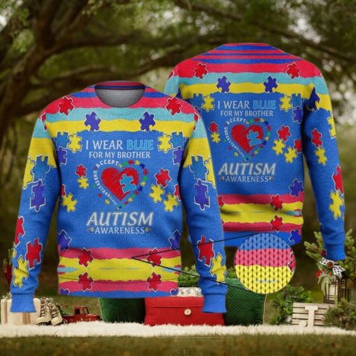 I Wear Blue For My Brother 3D Full Print Ugly Sweater Christmas Gift Sweater