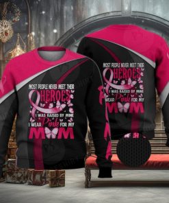 I Wear Pink For My Mom 3D Full Print Ugly Sweater Christmas Gift Sweater