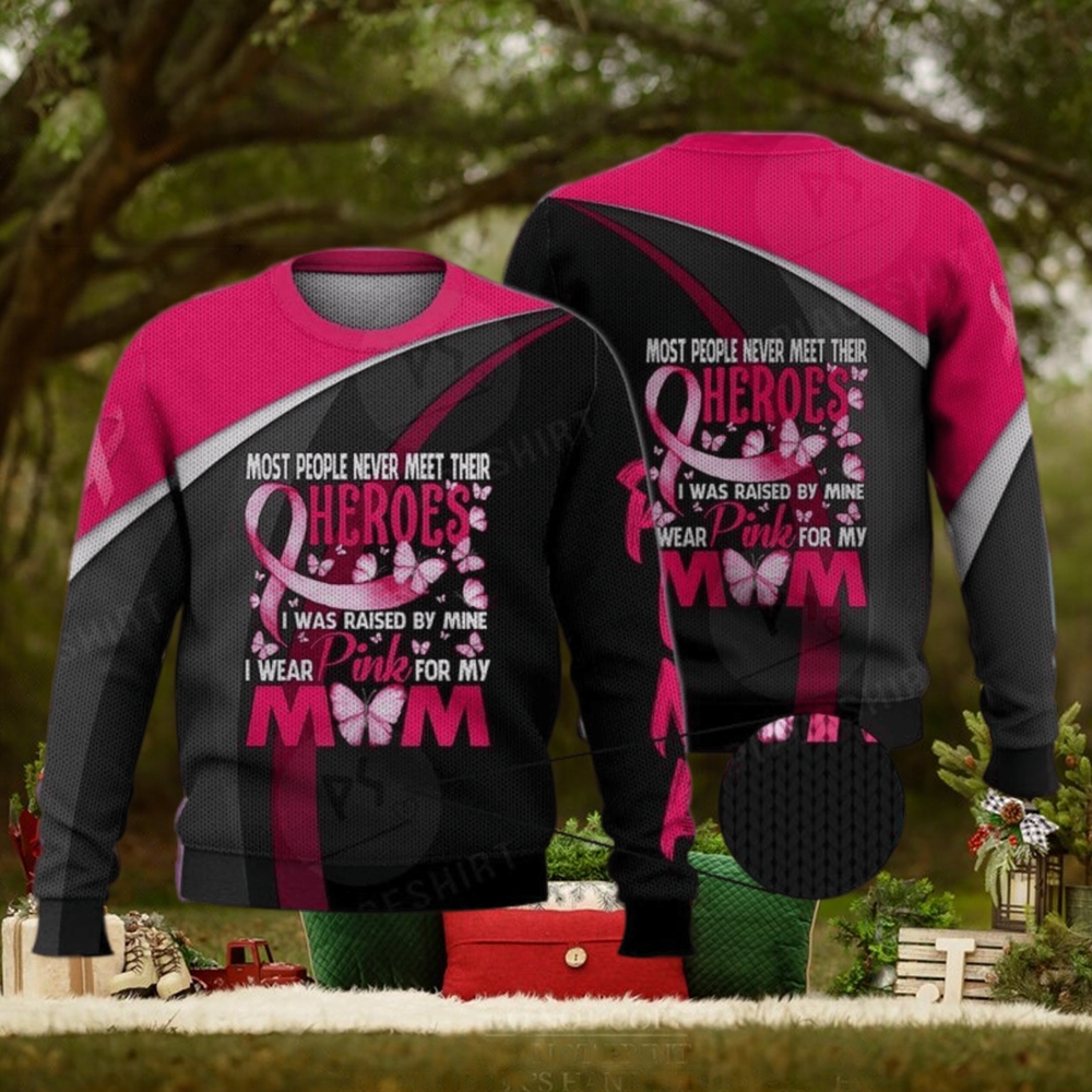 I Wear Pink For My Mom 3D Full Print Ugly Sweater Christmas Gift Sweater I Wear Pink For My Mom 3D Full Print Ugly Sweater Christmas Gift Sweater