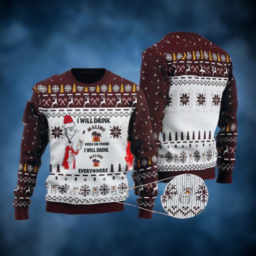 I Will Drink Malibu Rum Everywhere Christmas Ugly Sweater