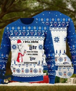 I Will Drink Miller Lite Here Or There Christmas Ugly Sweater, Christmas Gift Apparel, Merry Ugly Christmas Sweater