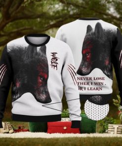 I Will Never Lose Either I Win Or I Learn Wolf Shirts 3D Ugly Sweater Christmas Gift Sweater