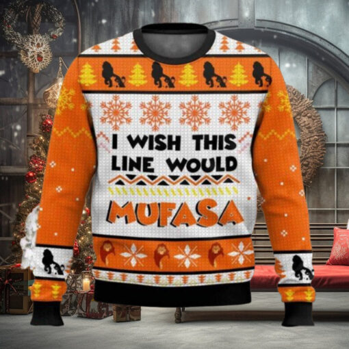 I Wish This Line Would Mufasa Ugly Christmas Sweater