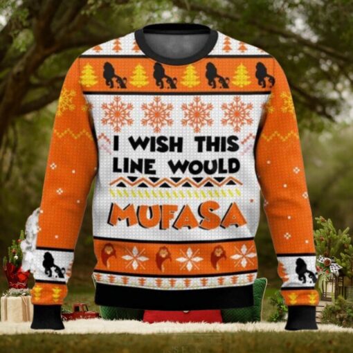 I Wish This Line Would Mufasa Ugly Christmas Sweater