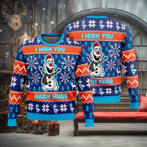 I Wish You Warm Hugs Ugly Christmas Sweater Snowman Santa Hat Gift For Men Women Winter