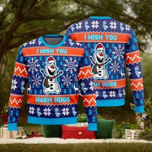 I Wish You Warm Hugs Ugly Christmas Sweater Snowman Santa Hat Gift For Men Women Winter