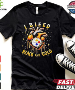 I bleed black and gold Pittsburgh Steelers heart shirt