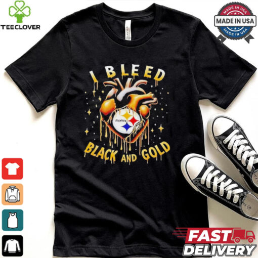 I bleed black and gold Pittsburgh Steelers heart shirt