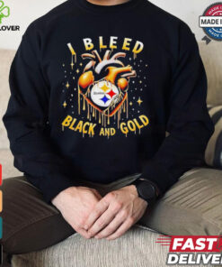 I bleed black and gold Pittsburgh Steelers heart shirt