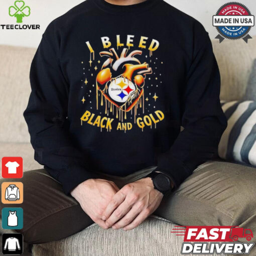 I bleed black and gold Pittsburgh Steelers heart shirt