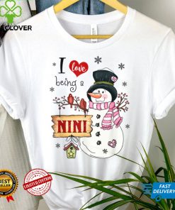 I love Being A Nini Snowman Christmas Funny Xmas T Shirt