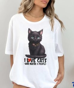 I love cats and maybe 3 people black cat cute kitty light colors cat mom t hoodie, sweater, longsleeve, shirt v-neck, t-shirt