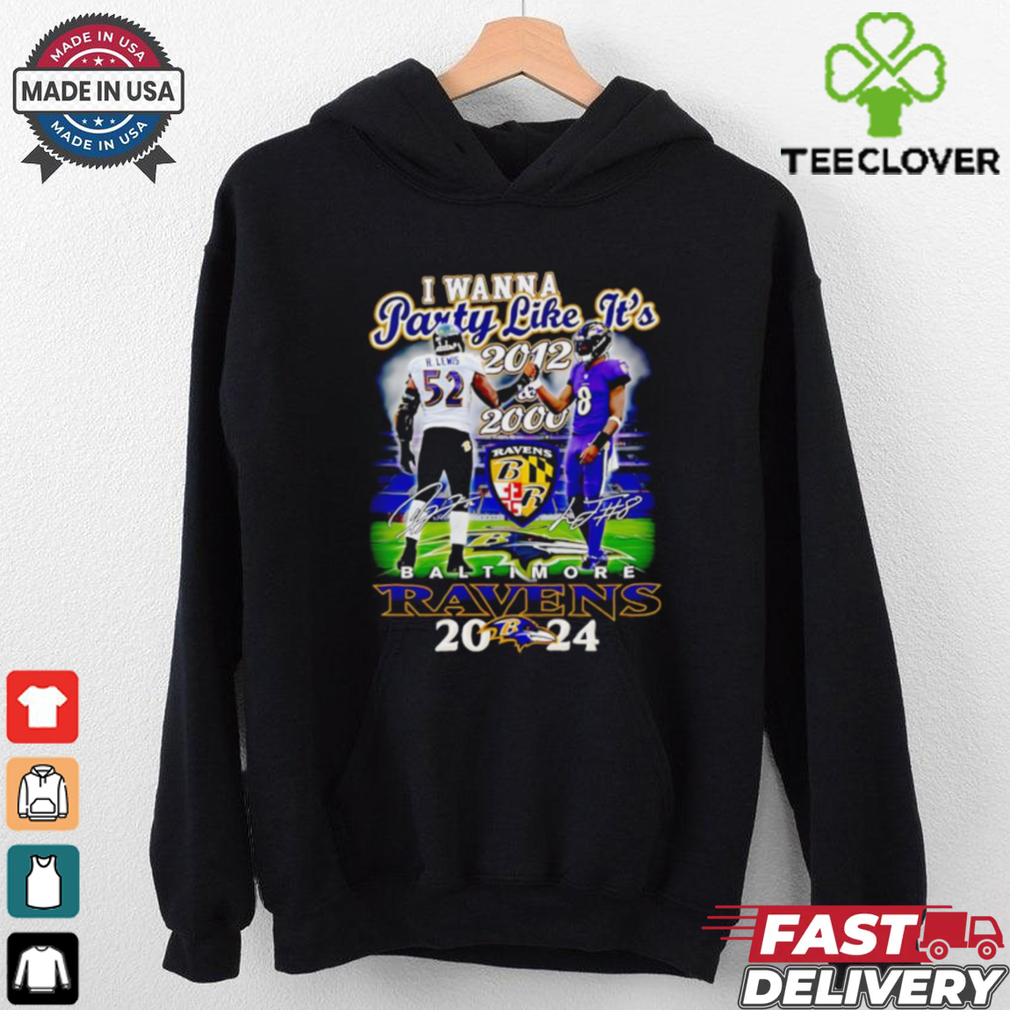 I wanna party like it’s 2012 and 2000 Baltimore Ravens 2024 shirt I wanna party like it’s 2012 and 2000 Baltimore Ravens 2024 shirt