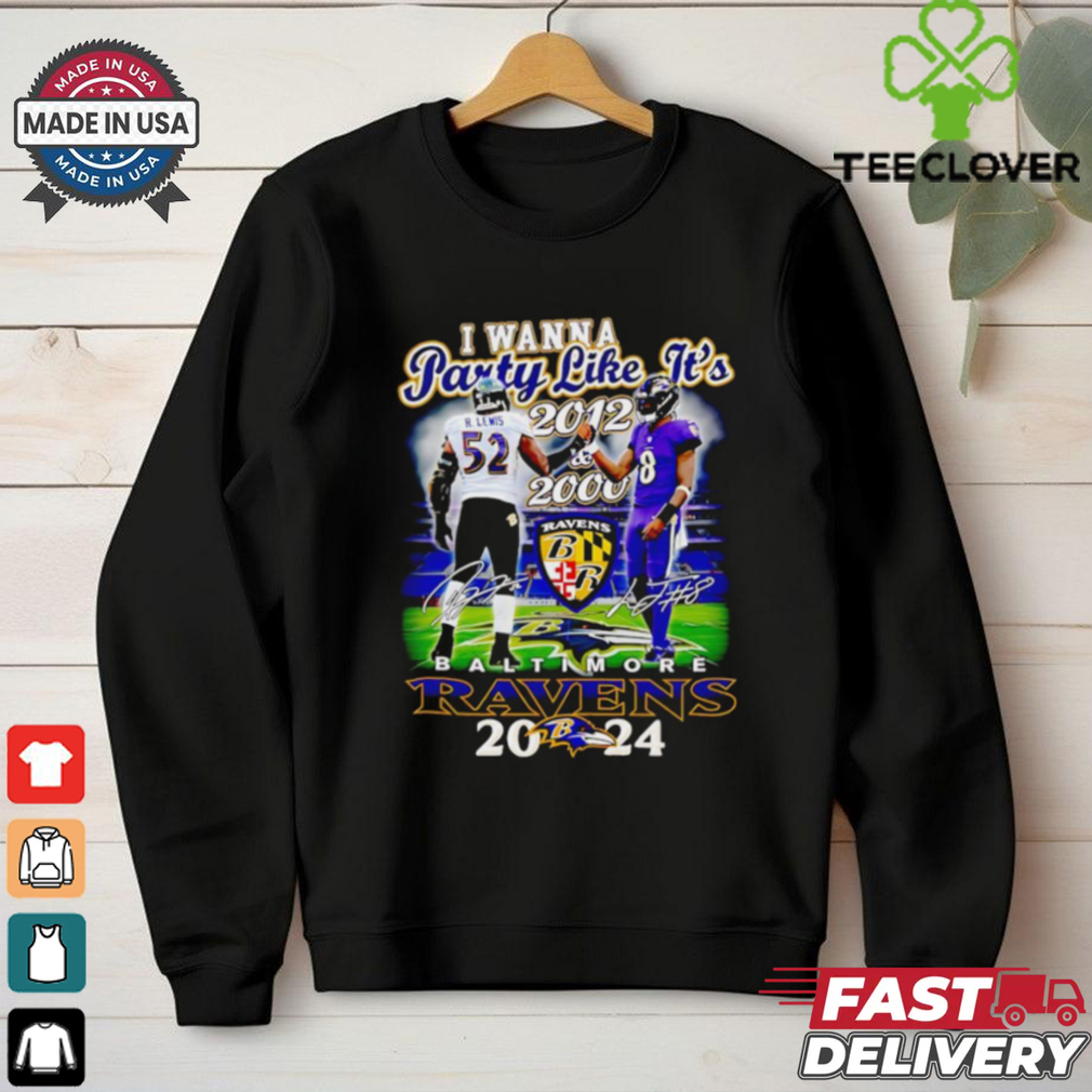 I wanna party like it’s 2012 and 2000 Baltimore Ravens 2024 shirt I wanna party like it’s 2012 and 2000 Baltimore Ravens 2024 shirt
