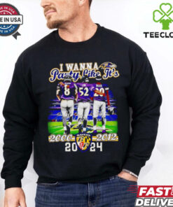 I wanna party like it’s 2012 and 2000 Baltimore Ravens 2024 signatures shirt