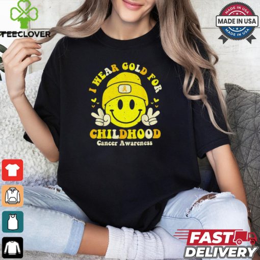 I wear gold for childhood cancer awareness gold ribbon shirt
