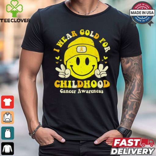 I wear gold for childhood cancer awareness gold ribbon shirt