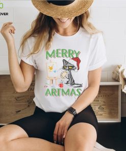 Merry Artmas Cat Painting Christmas Shirt