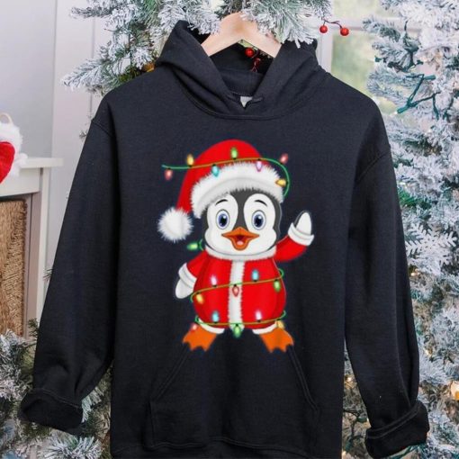 Penguin Lover Xmas Lighting Santa Penguin Christmas Shirt