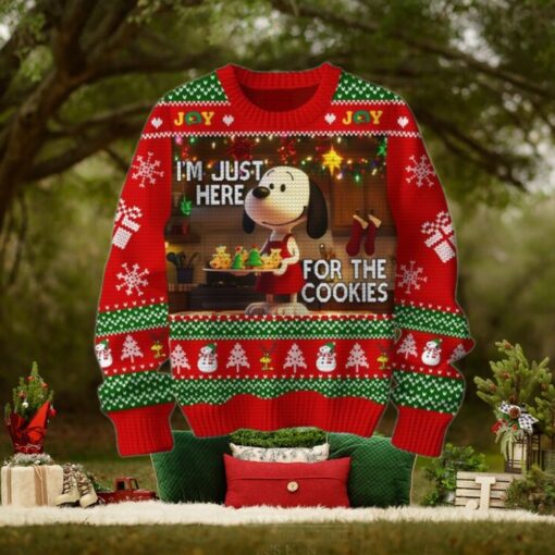 Snoopy I’m Just Here For The Cookies Christmas Ugly Sweater