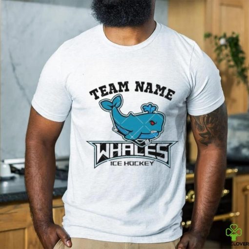 Ice Hockey Mascot Whales Team Blue Whales School Sports shirt