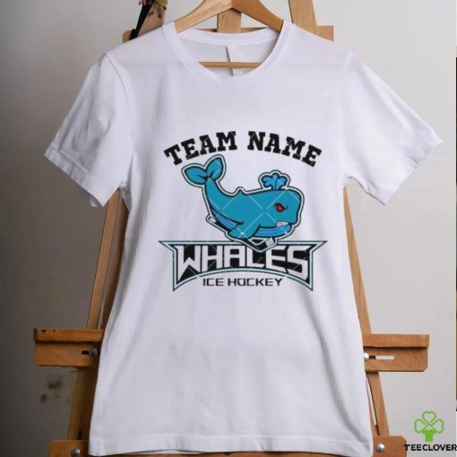 Ice Hockey Mascot Whales Team Blue Whales School Sports shirt