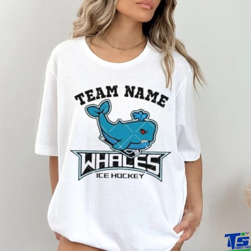 Ice Hockey Mascot Whales Team Blue Whales School Sports shirt