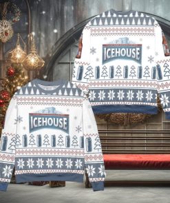 Ice House Logo Christmas Pattern Ugly Christmas Sweater – White Blue