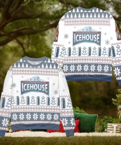 Ice House Logo Christmas Pattern Ugly Christmas Sweater – White Blue